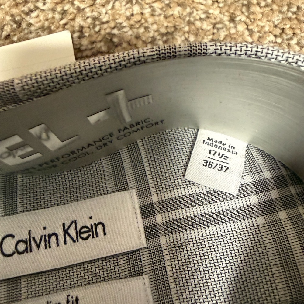 Calvin Klein Silver Checkered Shirt - Picture 2 of 3